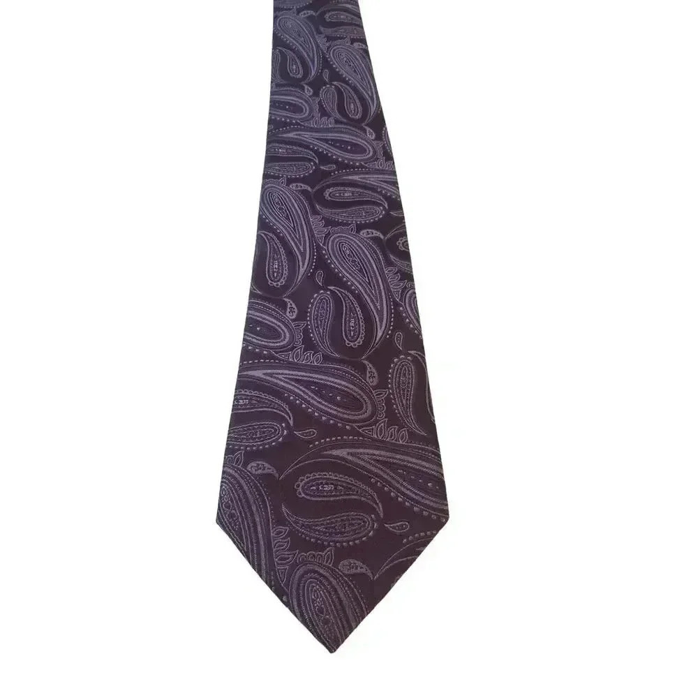 Van Heusen Mens Luxury Tie Necktie Paisley Purple Jacquard 100% Silk Business‎